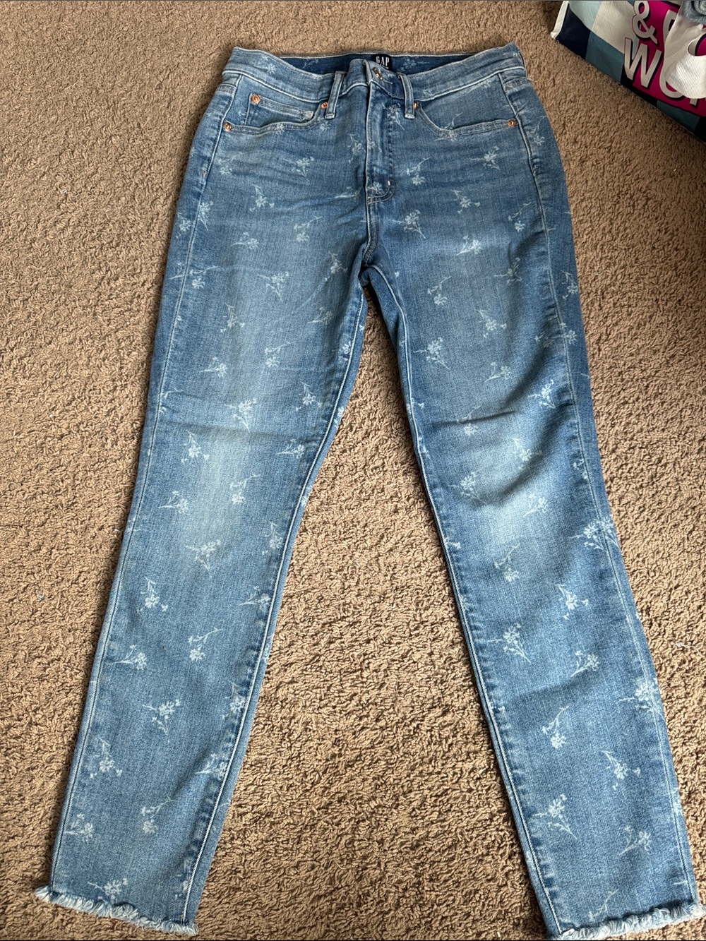 GAP Light Blue Floral Skinny Jeans
